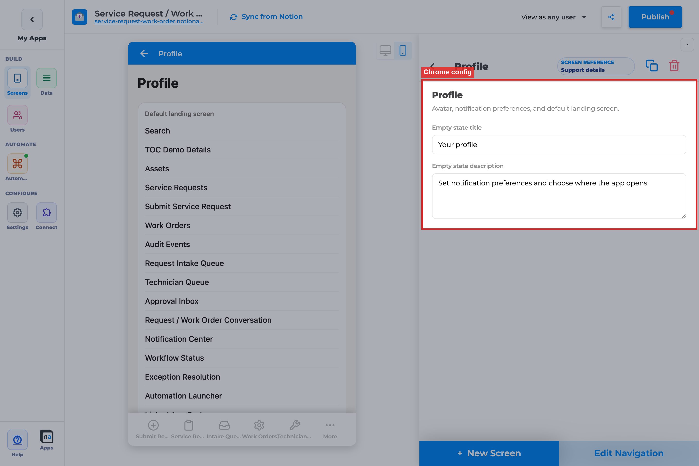 Annotated builder screenshot: Chrome config