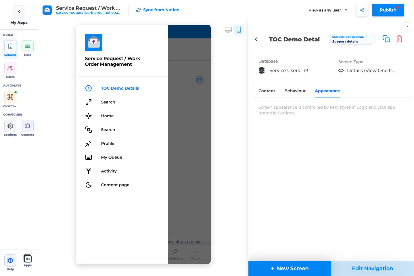 End-user preview of this screen