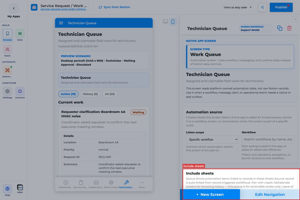 Annotated builder screenshot: Include sheets