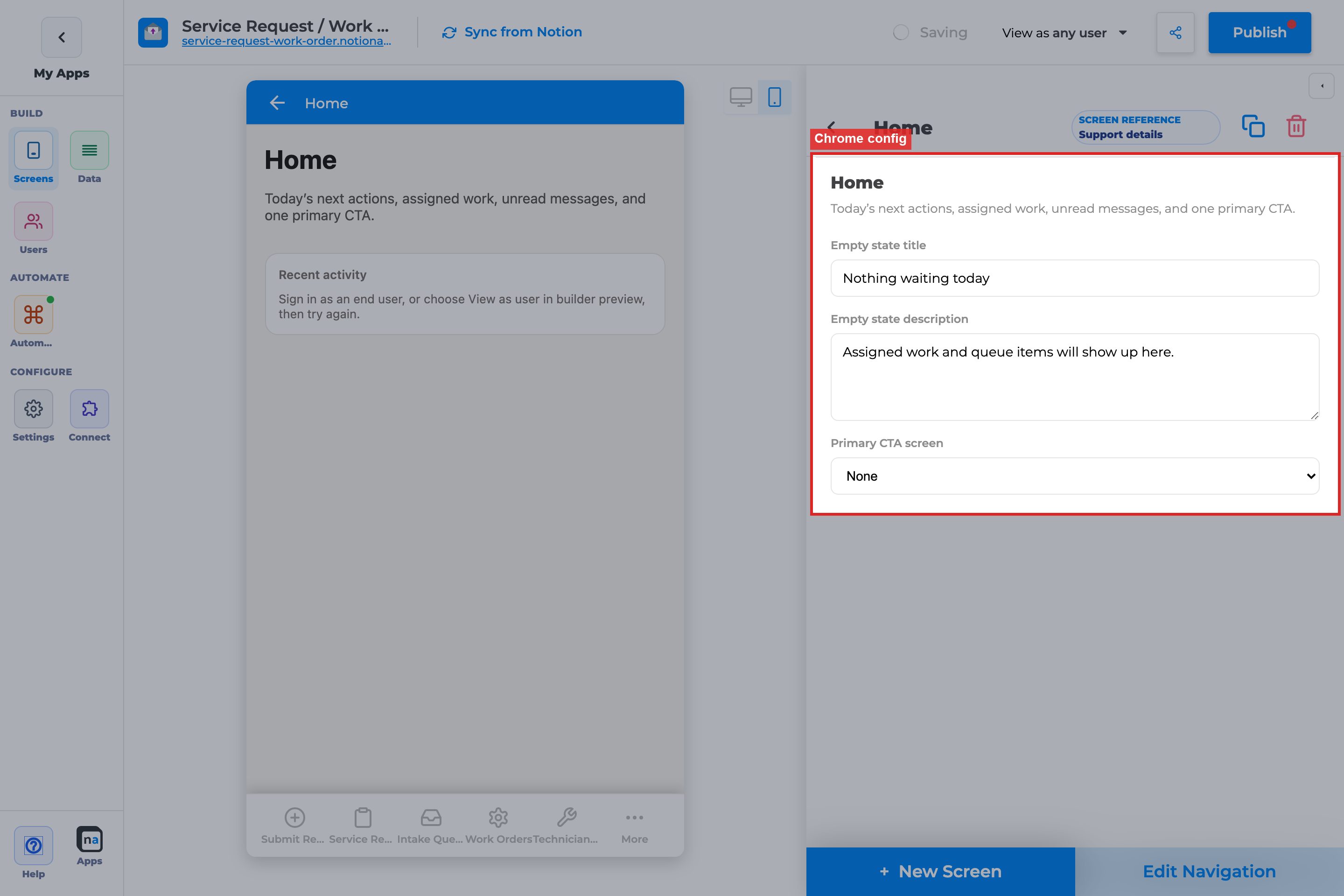 Annotated builder screenshot: Chrome config