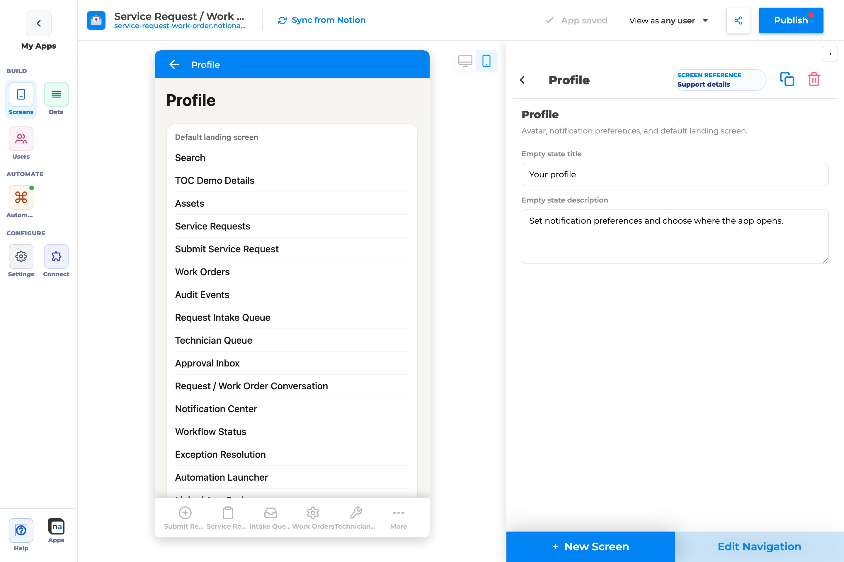 End-user preview of this screen