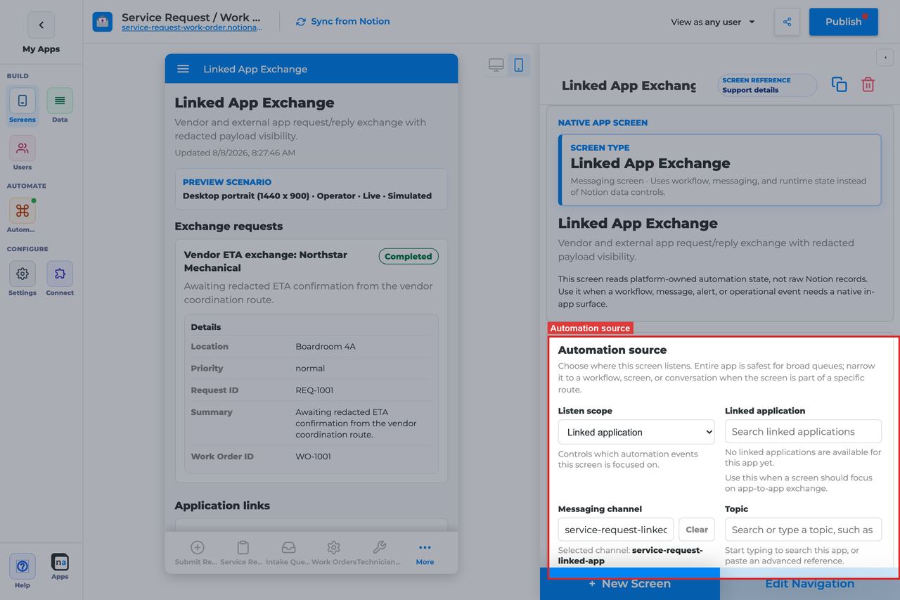 Annotated builder screenshot: Automation source