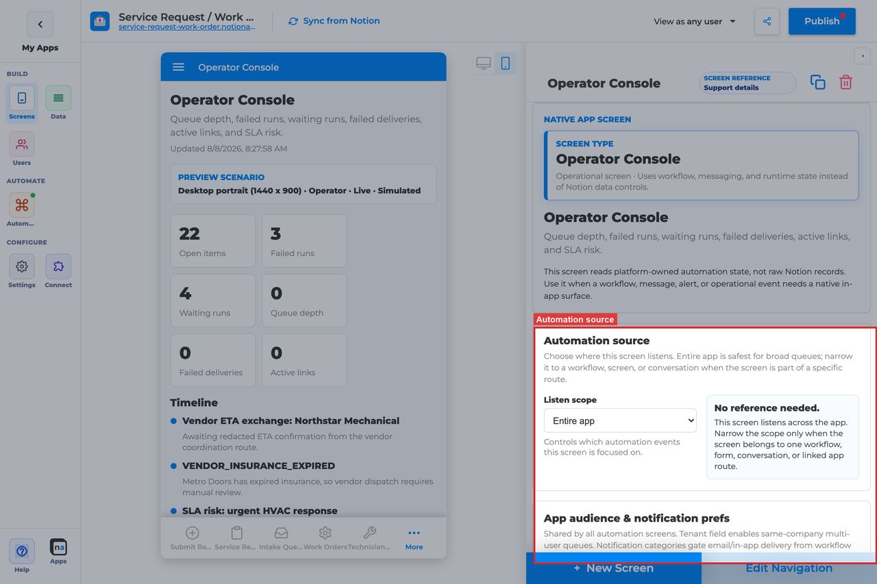 Annotated builder screenshot: Automation source